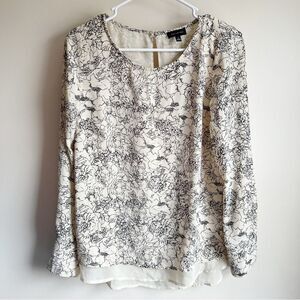 The Limited Beige Patterned Long Sleeve Career Blouse